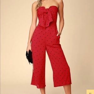 Strapless tie front jumpsuit
